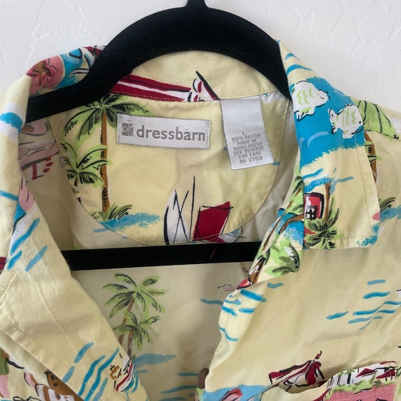 Retro Vaca Beach Holiday Tropical Button Down Boho Hipster Hippie Artsy Blouse - Picture 4 of 7